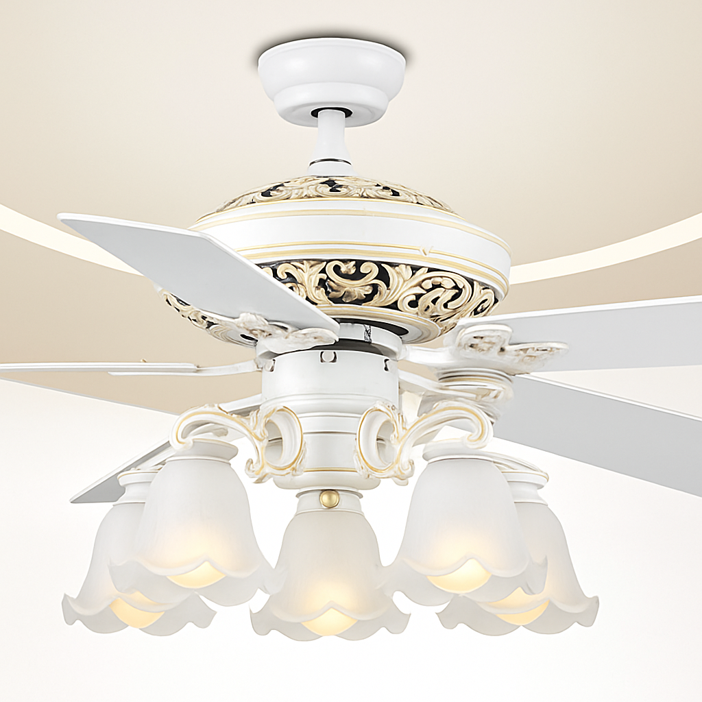 plafonnier ventilateur en bois rétro avec lumière et télécommande - vue 6 sur 7