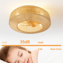 plafonnier ventilateur industriel avec lumière en bambou