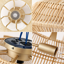 plafonnier ventilateur industriel avec lumière en bambou