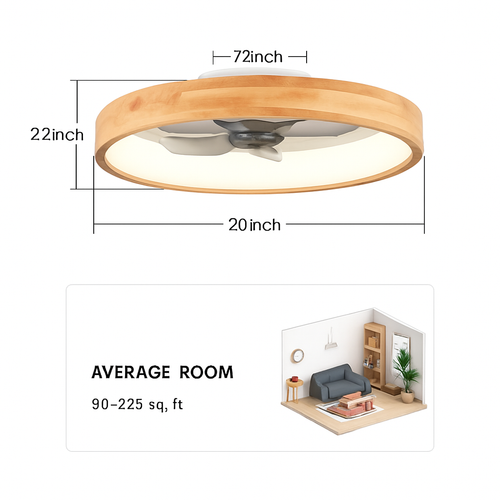 plafonnier ventilateur led avec minuterie télécommande et pales réversibles - vue 6 sur 6