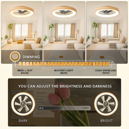 plafonnier ventilateur led avec minuterie télécommande et pales réversibles - vue 2 sur 6