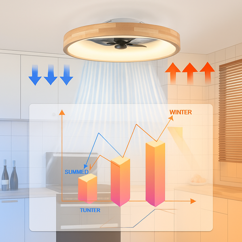 plafonnier ventilateur led avec minuterie télécommande et pales réversibles - vue 3 sur 6