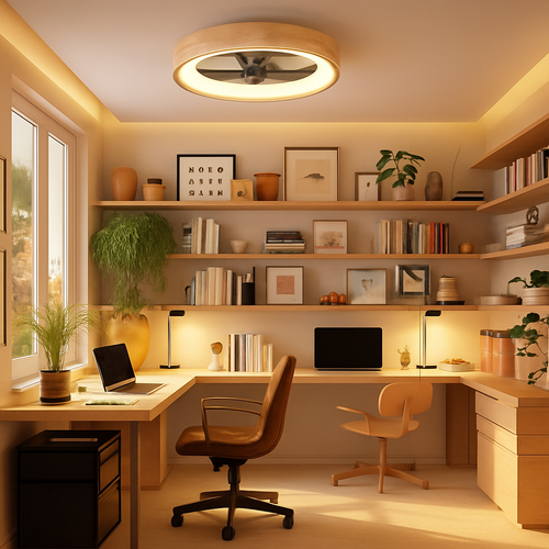 plafonnier ventilateur led avec minuterie télécommande et pales réversibles - vue 4 sur 6