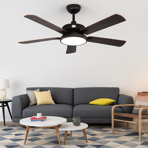 plafonnier vintage avec ventilateur led et télécommande - vue 2 sur 12