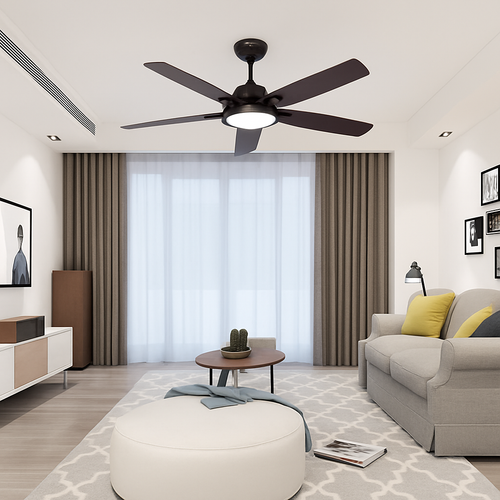 plafonnier vintage avec ventilateur led et télécommande - vue 3 sur 12