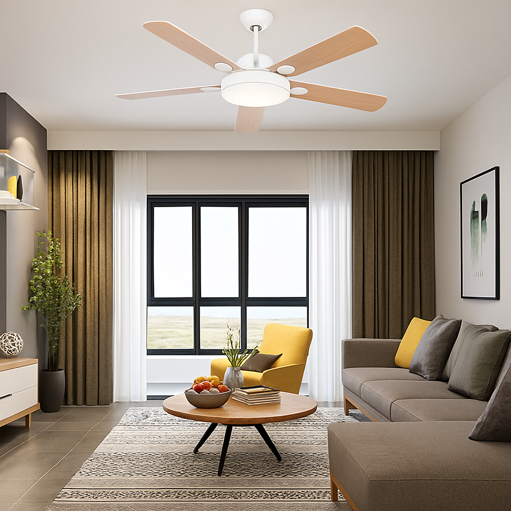 plafonnier vintage avec ventilateur led et télécommande - vue 4 sur 12