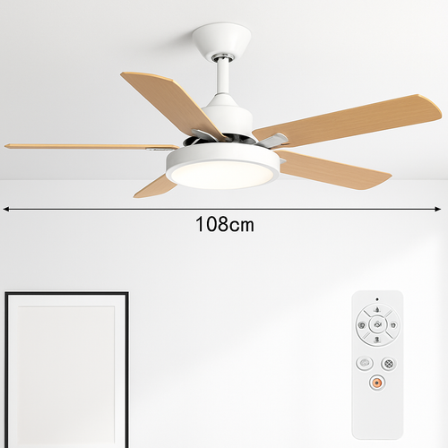 plafonnier vintage avec ventilateur led et télécommande - vue 8 sur 12