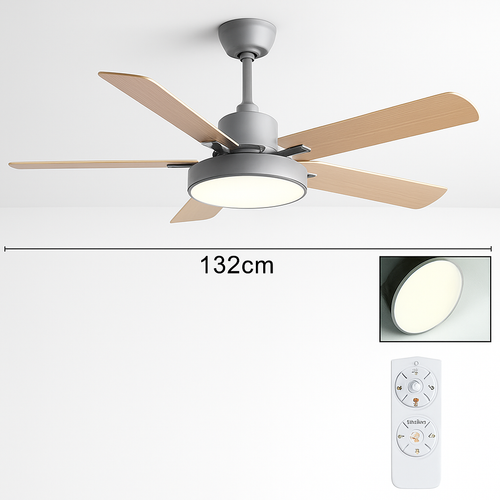 plafonnier vintage avec ventilateur led et télécommande - vue 10 sur 12