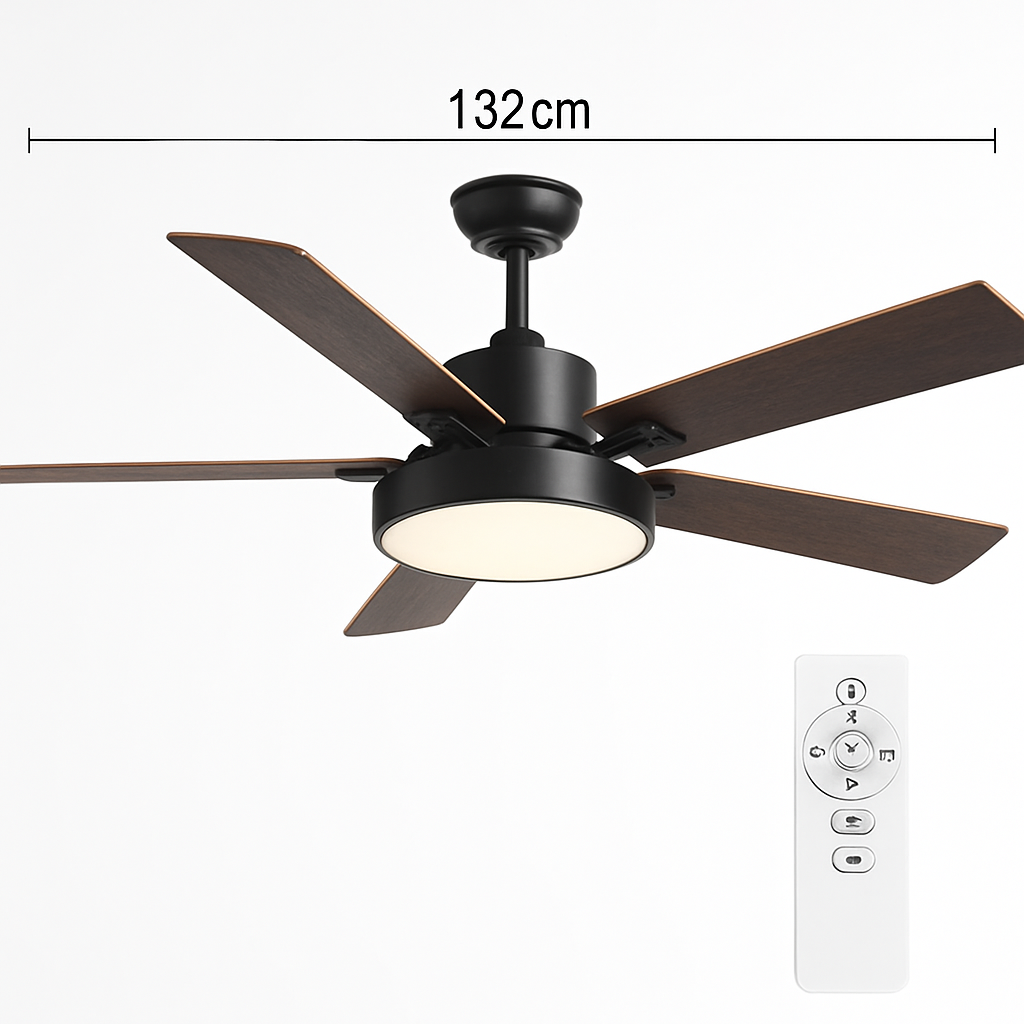 plafonnier vintage avec ventilateur led et télécommande - vue 10 sur 12