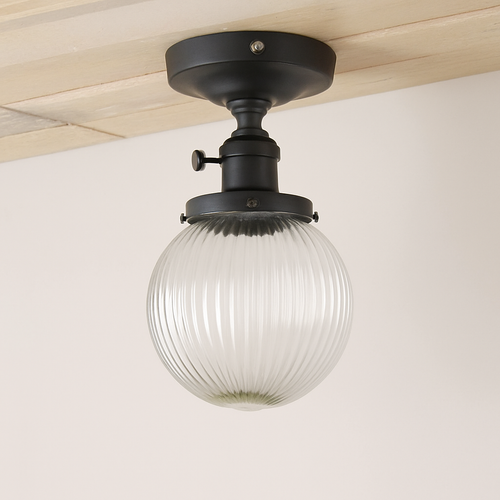 Plafonnier vintage industriel avec boule en verre - vue 7 sur 10