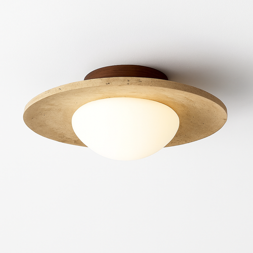 plafonnier wabi sabi crème pierre forme maison déco - vue 2 sur 6