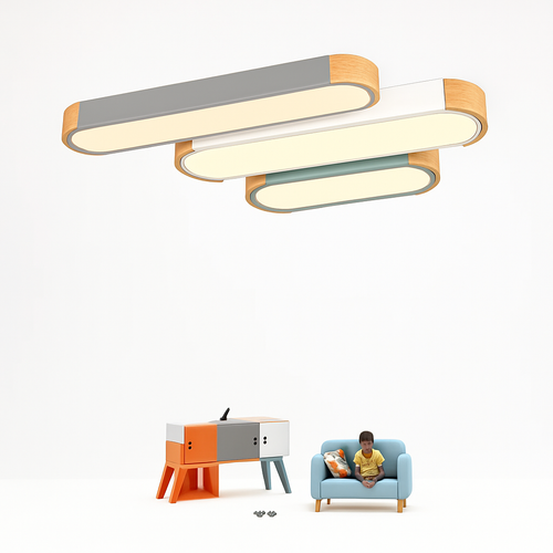 Plafonniers en bois décoratif télécommande panneaux - vue 3 sur 15