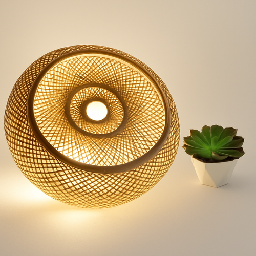 plafonniers en rotin suspension lampe décorative art lustre abat-jour - vue 3 sur 11