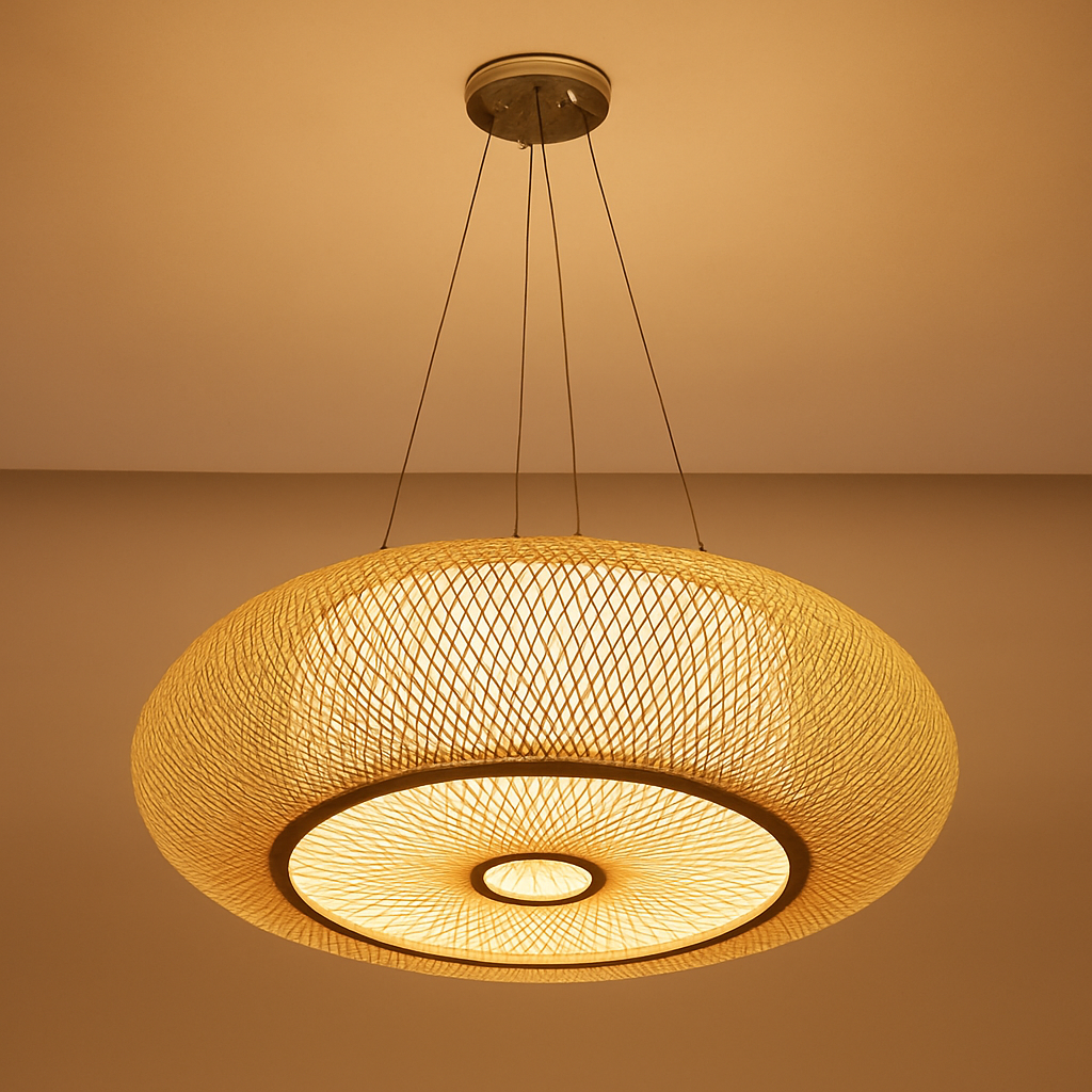 plafonniers en rotin suspension lampe décorative art lustre abat-jour - vue 11 sur 11