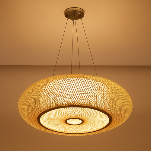 plafonniers en rotin suspension lampe décorative art lustre abat-jour - vue 12 sur 11