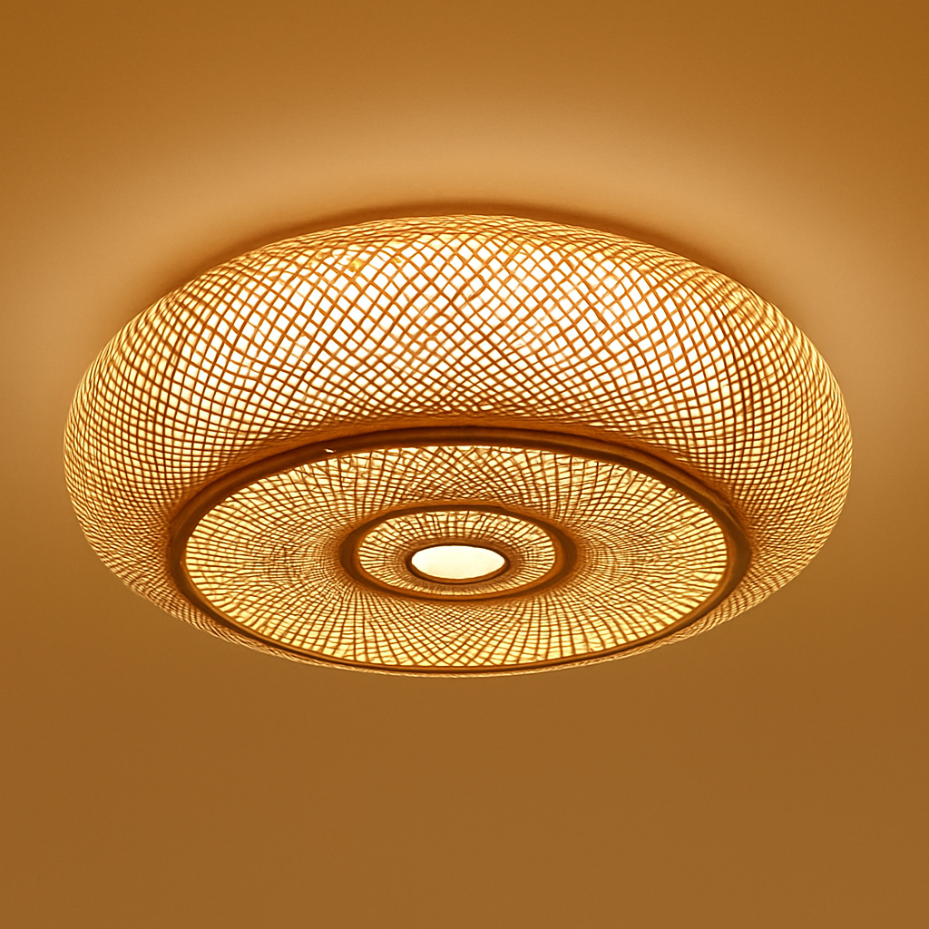 plafonniers en rotin suspension lampe décorative art lustre abat-jour - vue 3 sur 11