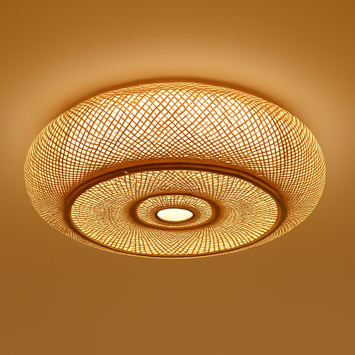 plafonniers en rotin suspension lampe décorative art lustre abat-jour - vue 4 sur 11
