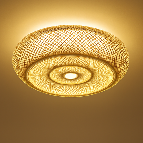 plafonniers en rotin suspension lampe décorative art lustre abat-jour - vue 7 sur 11