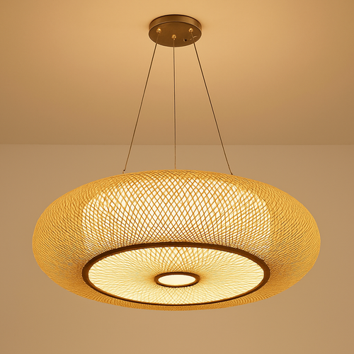 plafonniers en rotin suspension lampe décorative art lustre abat-jour