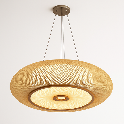 plafonniers en rotin suspension lampe décorative art lustre abat-jour - vue 9 sur 11