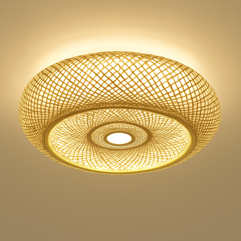 plafonniers en rotin suspension lampe décorative art lustre abat-jour - vue 9 sur 11