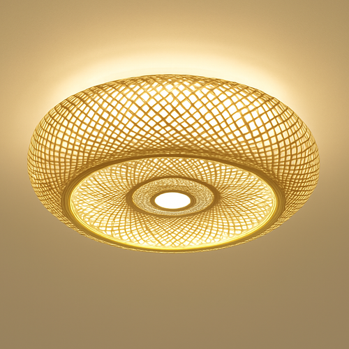 plafonniers en rotin suspension lampe décorative art lustre abat-jour - vue 10 sur 11