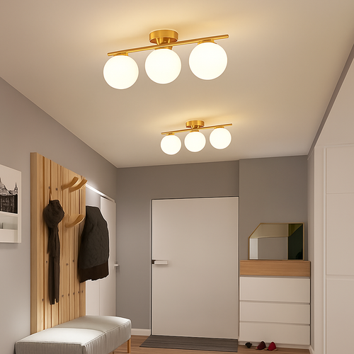Plafonniers LED nordique fer verre boule plafonniers couloir allée balcon cuisine Simple moderne créatif décor à la maison Lustre - vue 3 sur 12