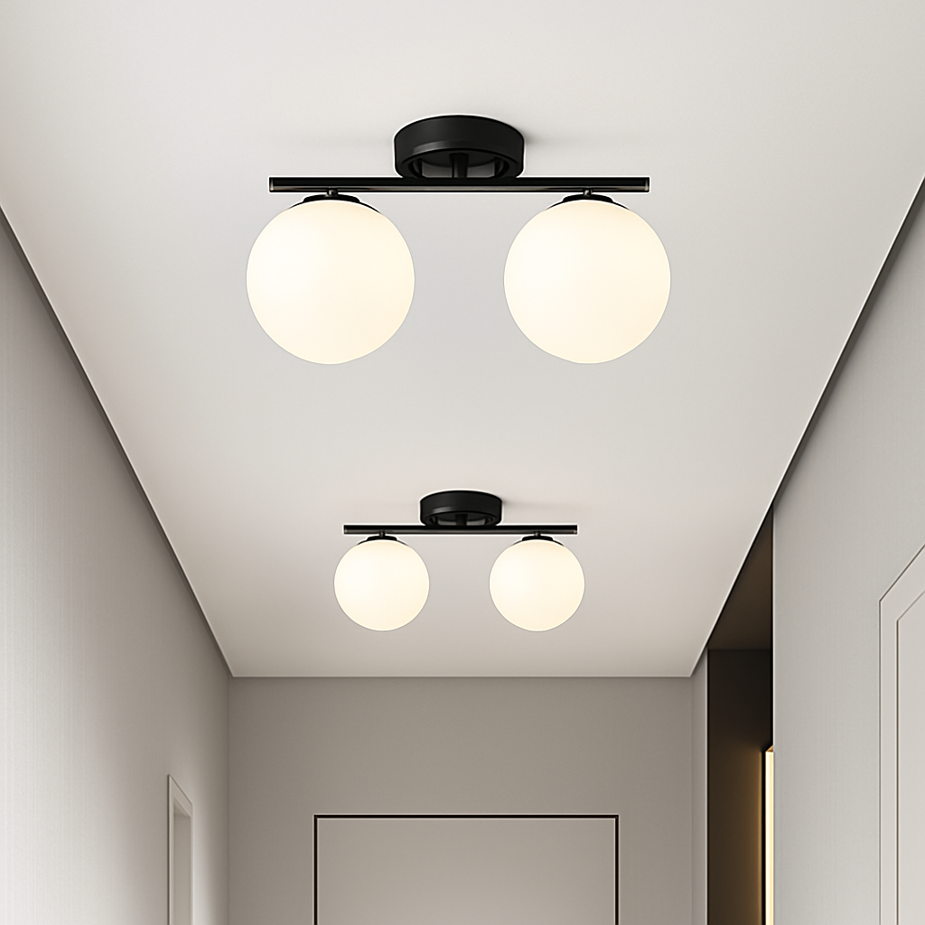Plafonniers LED nordique fer verre boule plafonniers couloir allée balcon cuisine Simple moderne créatif décor à la maison Lustre