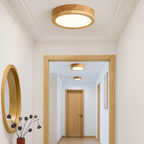Plafonniers ronds simples chambre Led plafonniers lampe en bois décor à la maison Lampen nordique couloir étude cuisine salle à manger lampe - vue 3 sur 7