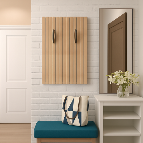 portemanteau mural créatif en bois avec crochets et cintres - vue 5 sur 15