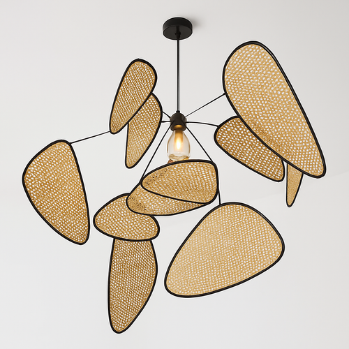 Postmodern LED lustres de plafond feuille grille rurale fait à la main en rotin suspension lumière maison salon chambre Art décor suspension lampe - vue 3 sur 25
