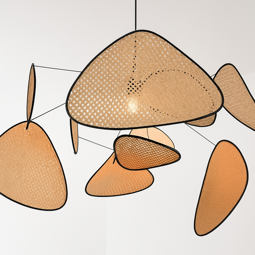 Postmodern LED lustres de plafond feuille grille rurale fait à la main en rotin suspension lumière maison salon chambre Art décor suspension lampe - vue 4 sur 25