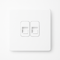 Prise double RJ45 en acier blanc mat bords arrondis