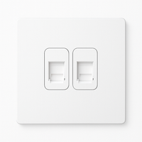 Prise double RJ45 en acier blanc mat bords arrondis