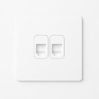Prise double RJ45 en acier blanc mat bords arrondis