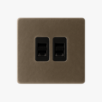 Prise double RJ45 en acier bronze vieilli bords arrondis