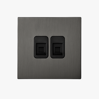Prise double RJ45 en acier gris brossé