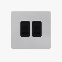 Prise double RJ45 en acier gris clair brossé bords arrondis
