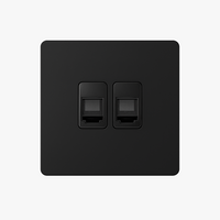 Prise double RJ45 en acier noir brossé