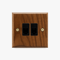 Prise double RJ45 en bois et vis dorées