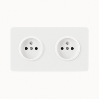 Prise électrique double en acier blanc mat bords arrondis