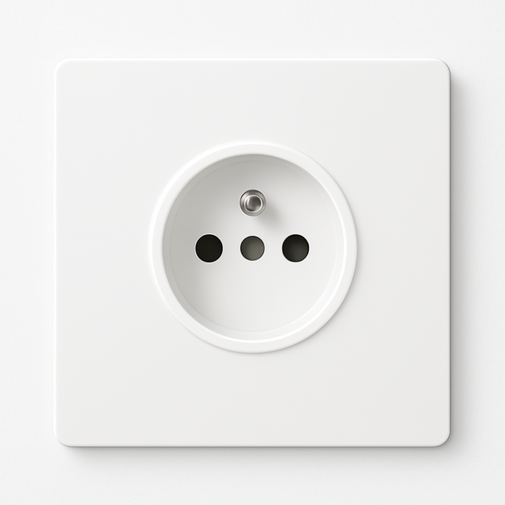 Prise électrique en acier blanc mat bords arrondis