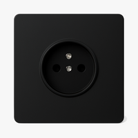 Prise électrique en acier noir mat bords arrondis