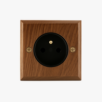 Prise électrique en bois et vis dorées