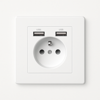 Prise électrique et double USB en acier blanc mat bords arrondis