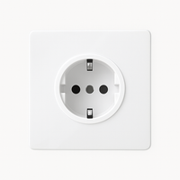 Prise électrique (Europe) en acier blanc mat bords arrondis