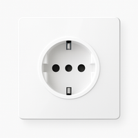 Prise électrique (Europe) en acier blanc mat bords arrondis