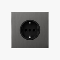Prise électrique (Europe) en acier gris brossé