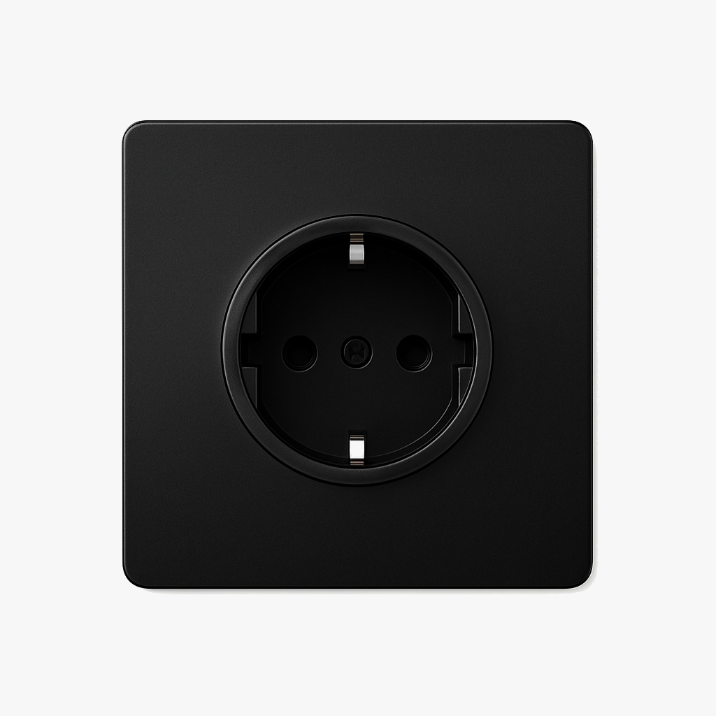 Prise électrique (Europe) en acier noir mat