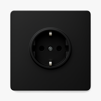 Prise électrique (Europe) en acier noir mat bords arrondis
